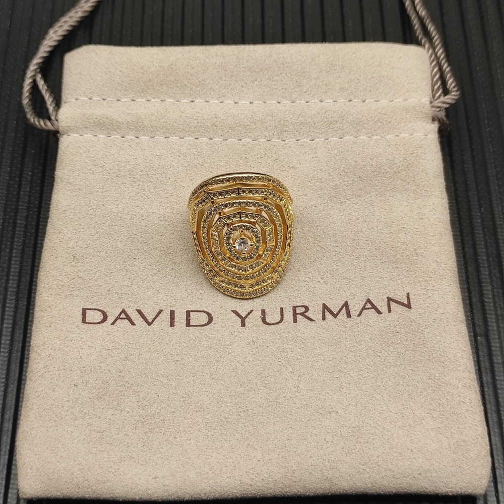 David ✨Yurman Gold Pavé Concentric Signet Ring